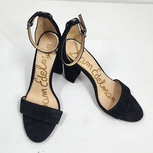 Sam Edelman Yaro Black Suede Block Heel Ankle Strap Heeled Sandals 9.5